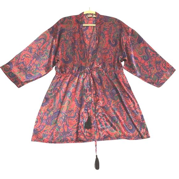 Victorias Secret Womens Gold Label Kimono Robe Medium to Large Vintage Paisley - Picture 9 of 10